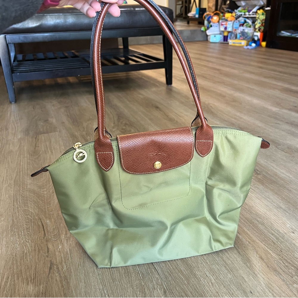 Longchamp Olive and Brown Tote Bag